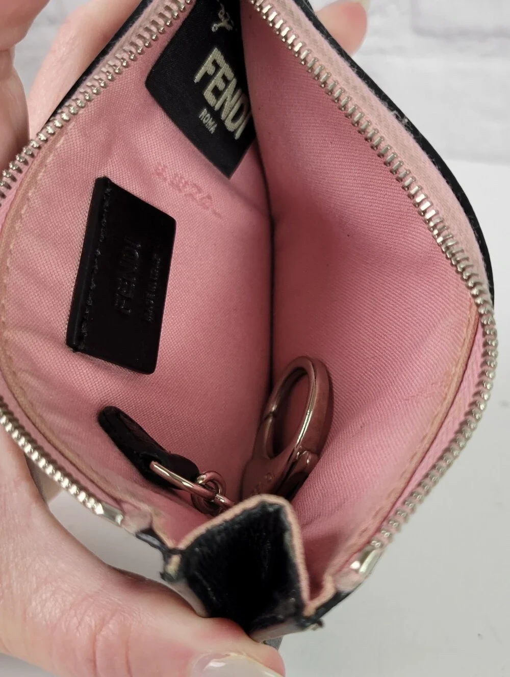 FENDI Hypnoteyes Vitello Leather Keychain Wallet